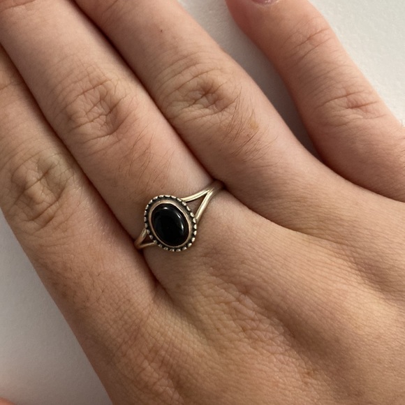 Black obsidian sterling silver ring - Picture 3 of 4